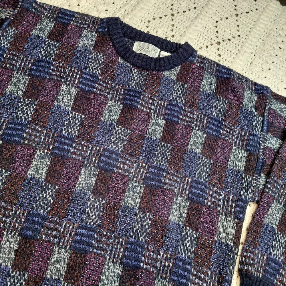 Method Sweater‎ Mens XL Multicolor Geometric Bill Cosby Grandpa Knit Pullover